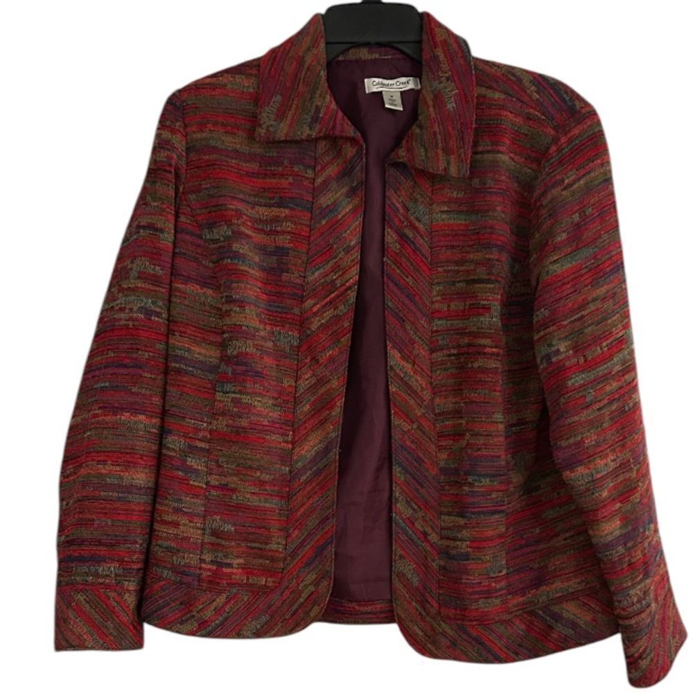 Coldwater Creek Red Multicolor Lined Blazer Size Medium